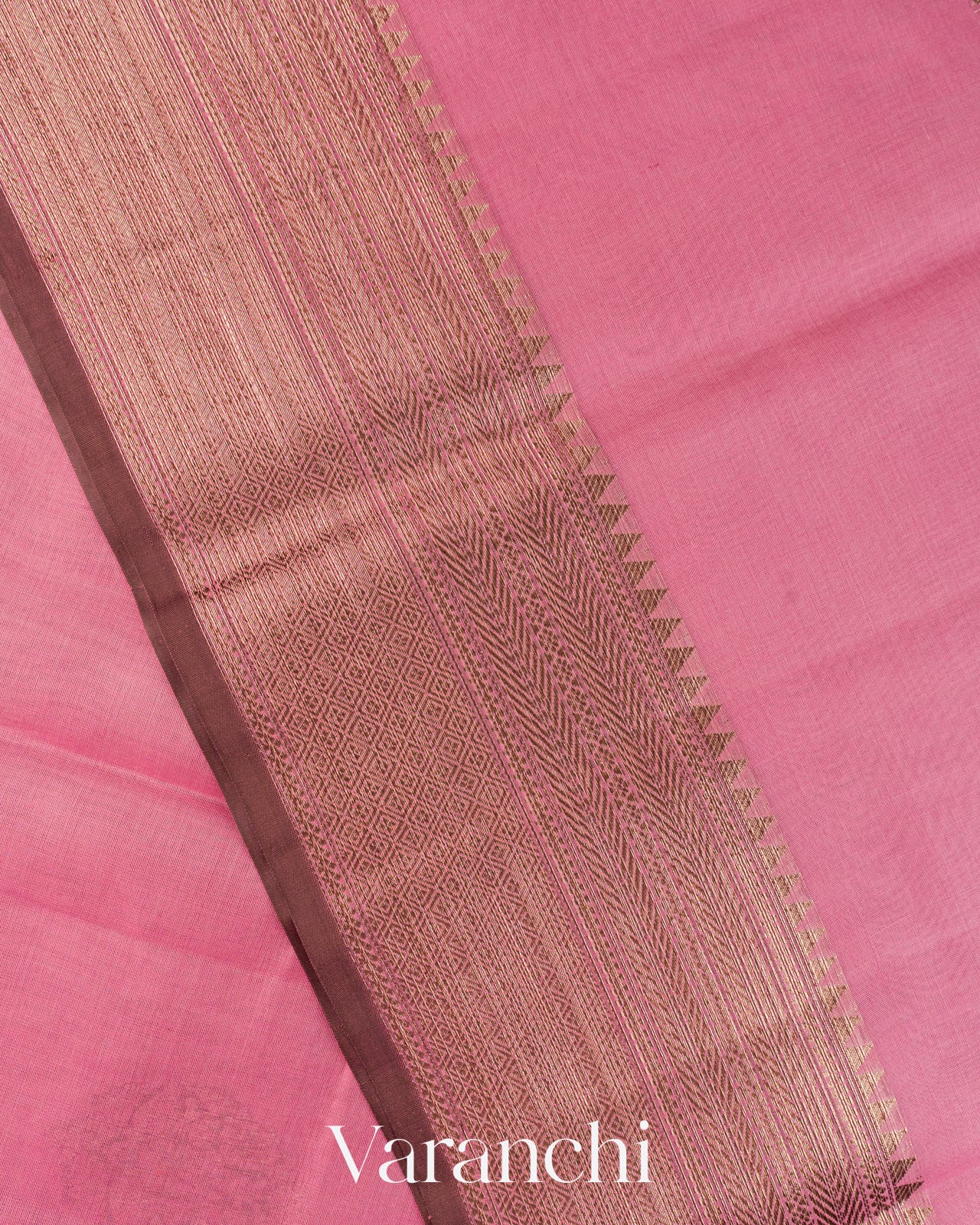 Pink Pure Chanderi Silk Cotton Handloom Saree