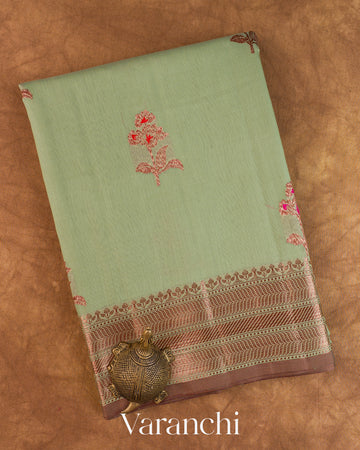 Pastel Green Pure Chanderi Silk Cotton Handloom Saree