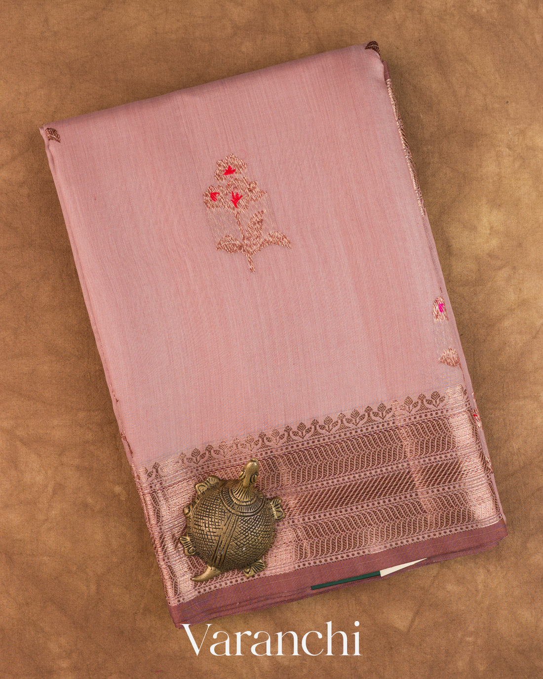 Dusty Rose Pure Chanderi Silk Cotton Handloom Saree