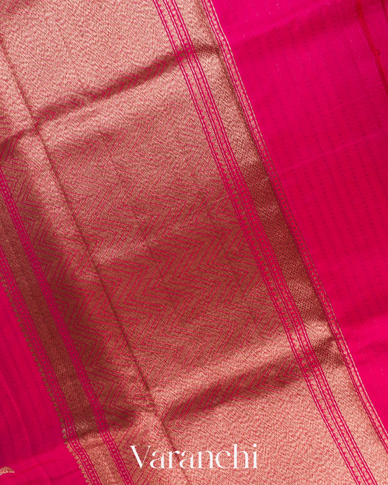Rani Pink Pure Chanderi Silk Cotton Handloom Saree