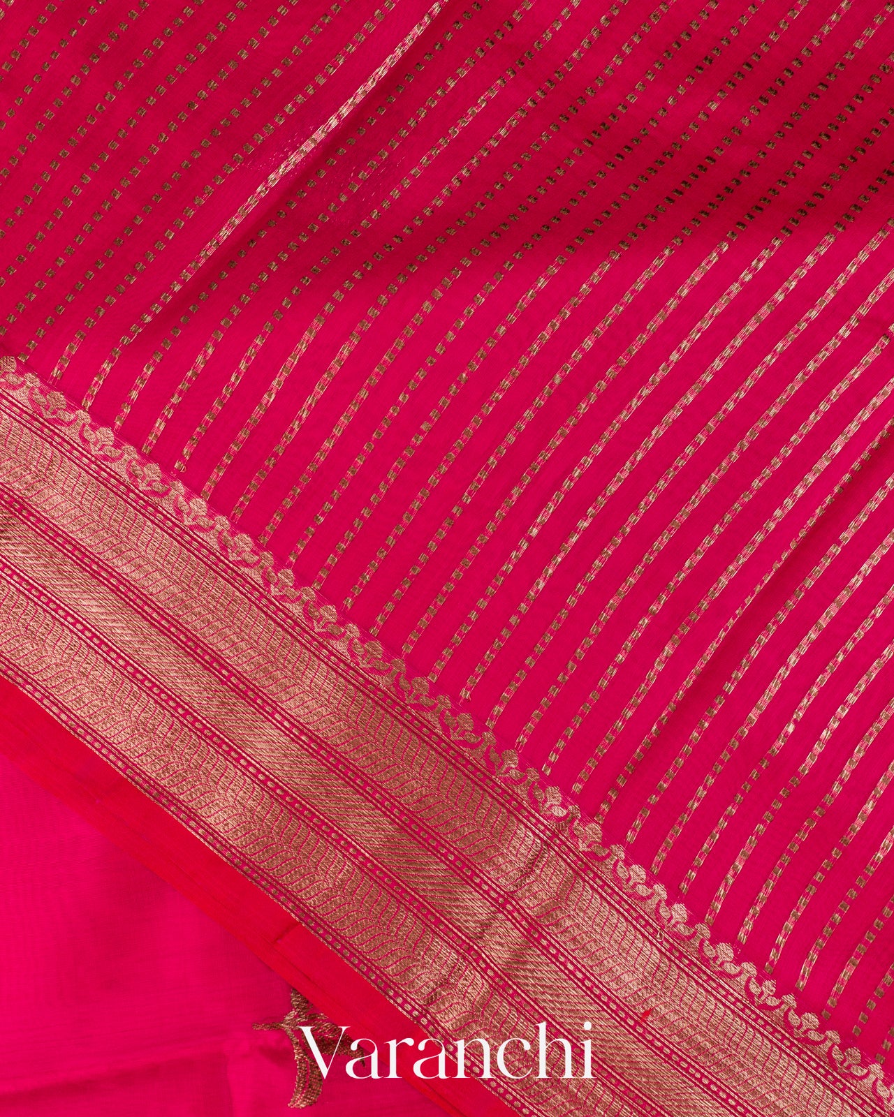 Rani Pink Pure Chanderi Silk Cotton Handloom Saree