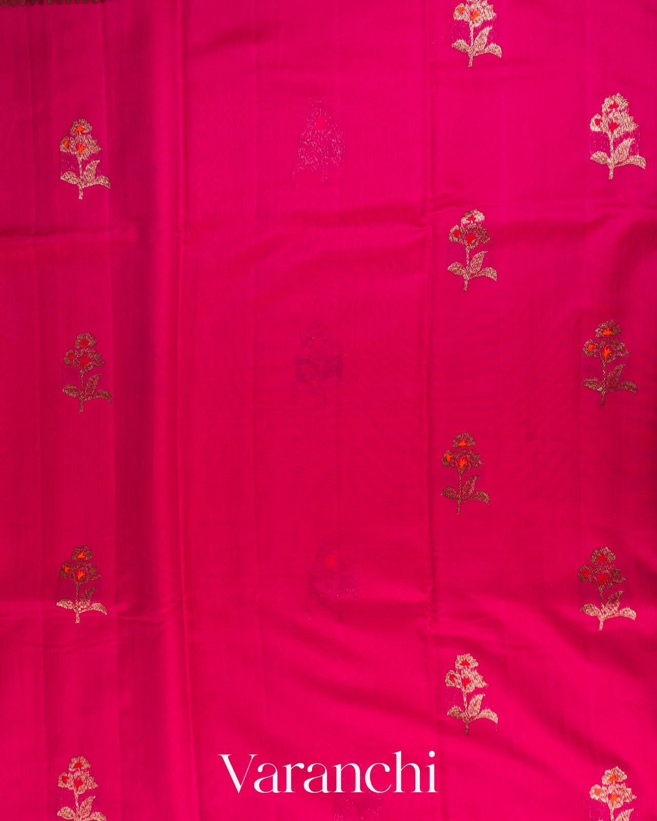 Rani Pink Pure Chanderi Silk Cotton Handloom Saree