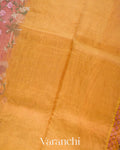 Rose Pink Floral Embroidered Pure Tissue Kora Silk Saree