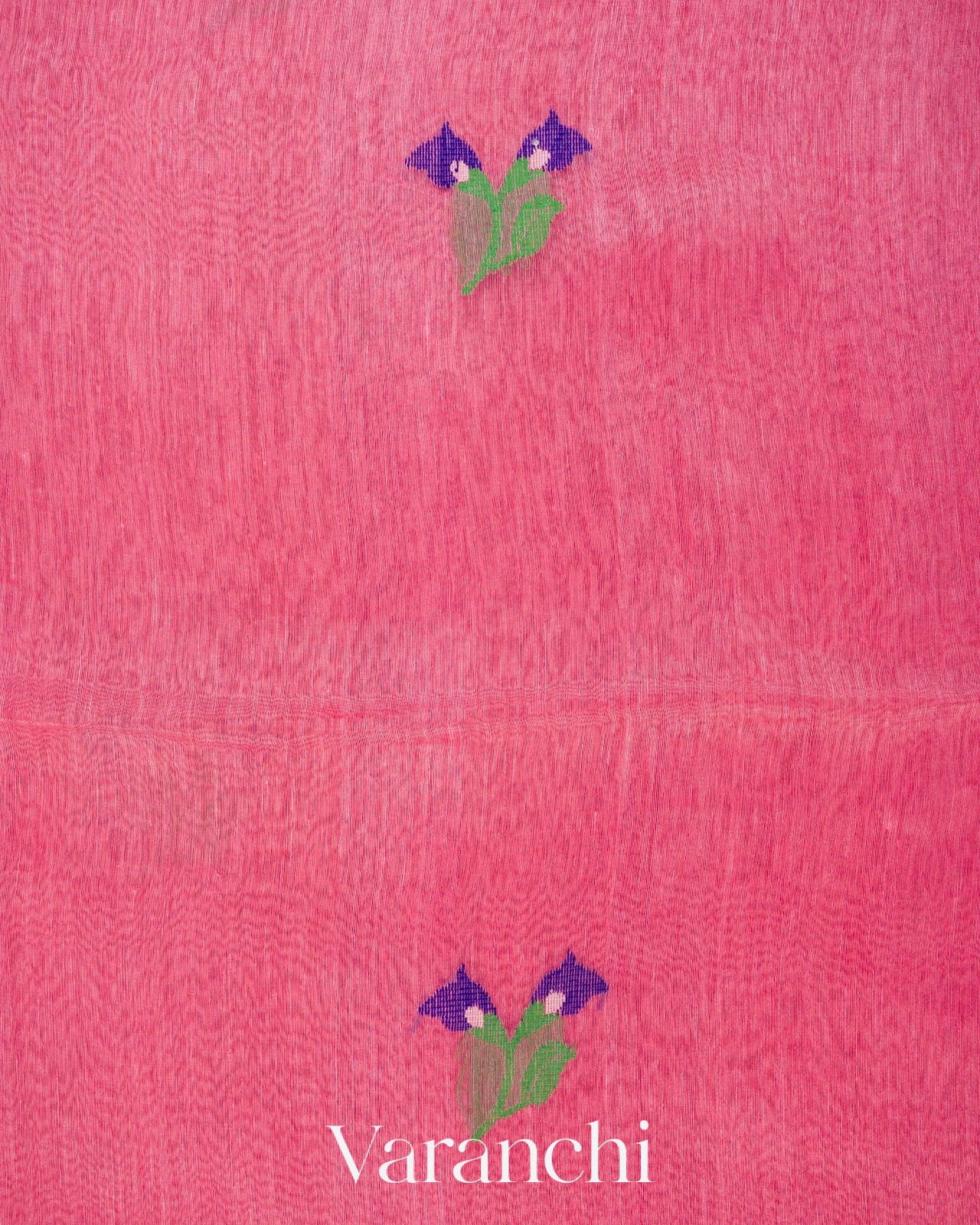 Pink Floral Jamdani Pure Silk Linen Handloom Saree