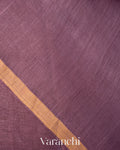 Mauve Purple Jamdani Pure Silk Linen Handloom Saree