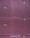 Mauve Purple Jamdani Pure Silk Linen Handloom Saree