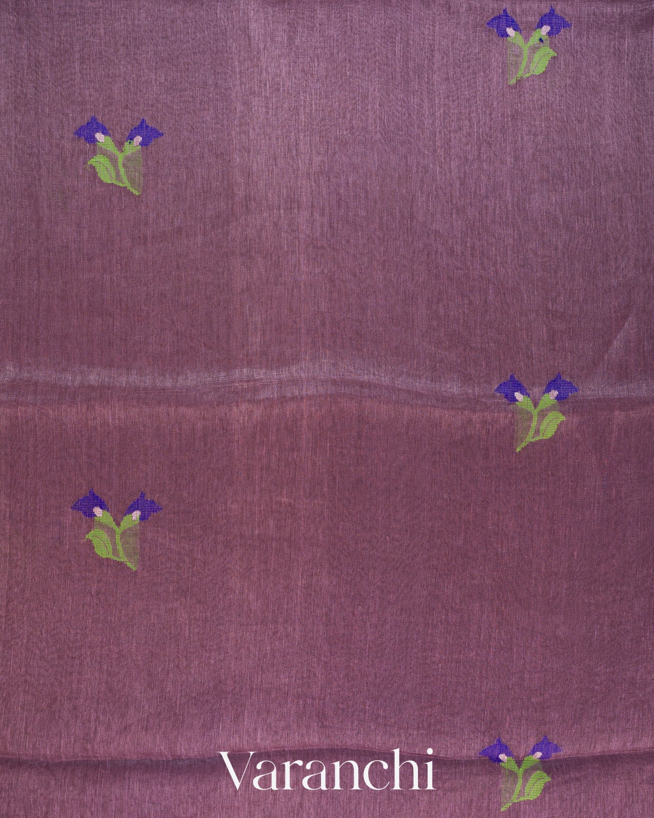 Mauve Purple Jamdani Pure Silk Linen Handloom Saree
