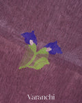 Mauve Purple Jamdani Pure Silk Linen Handloom Saree