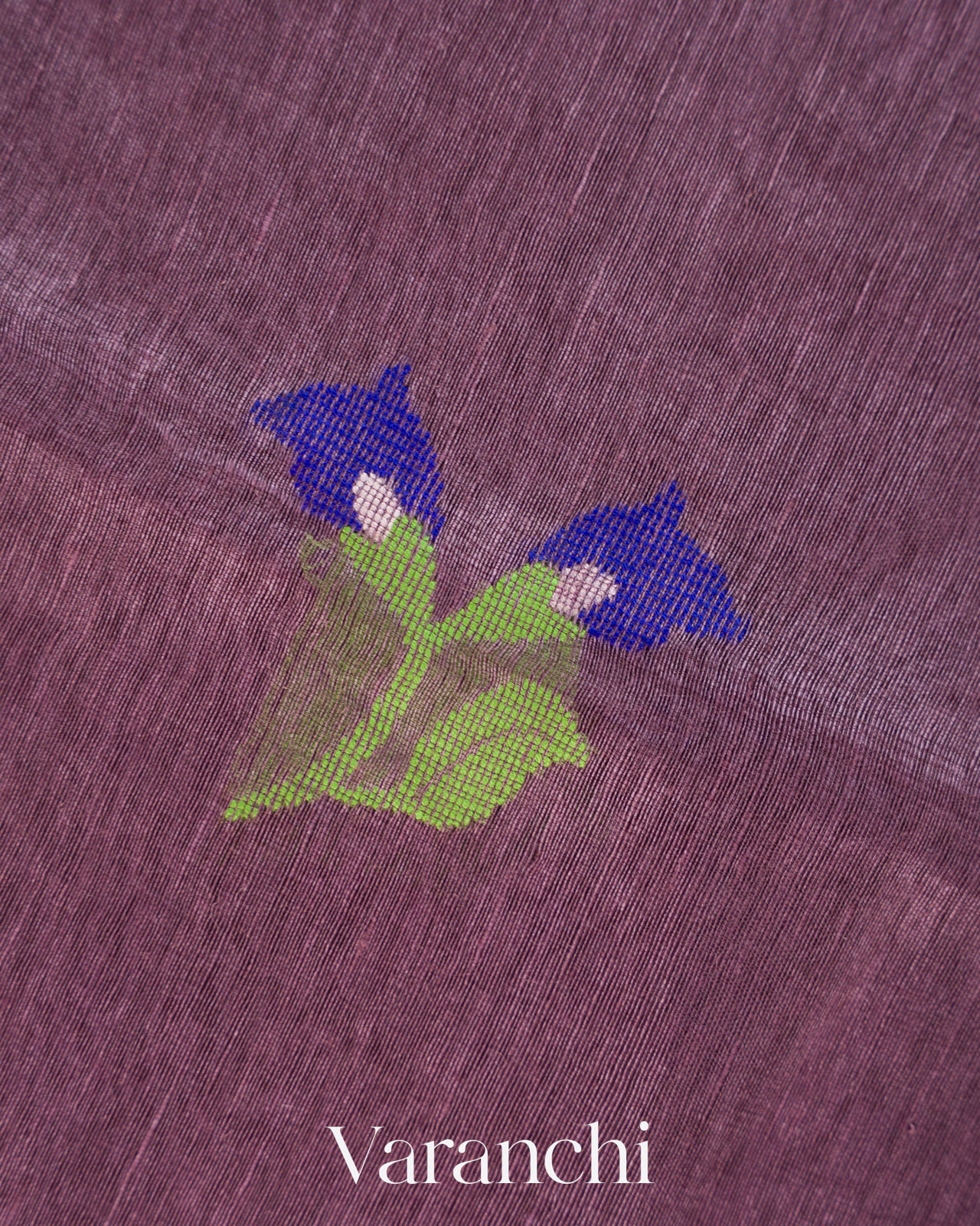 Mauve Purple Jamdani Pure Silk Linen Handloom Saree
