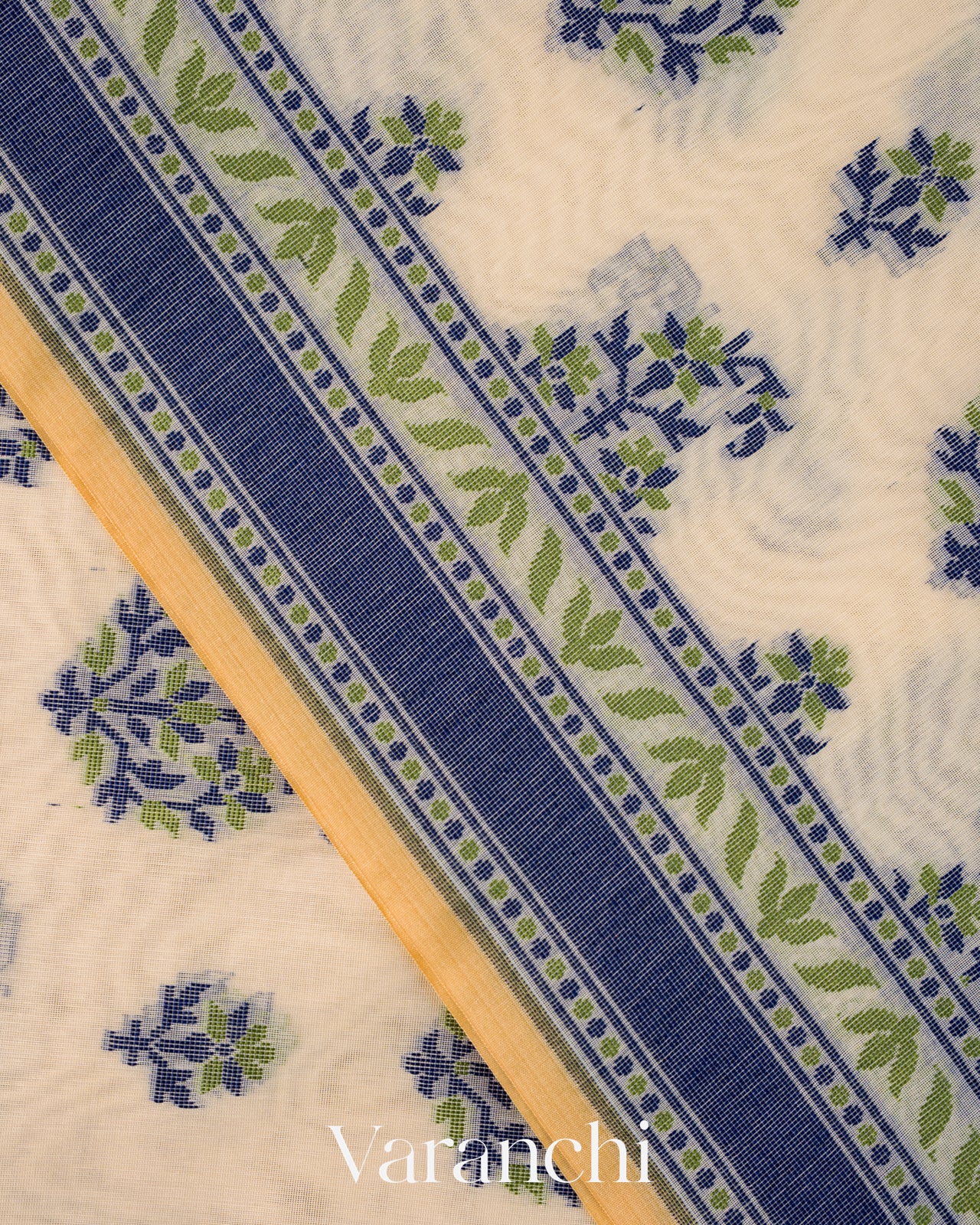 Off- White Jamdani Pure Kora Silk Cotton Saree