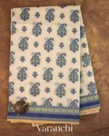 Off- White Jamdani Pure Kora Silk Cotton Saree