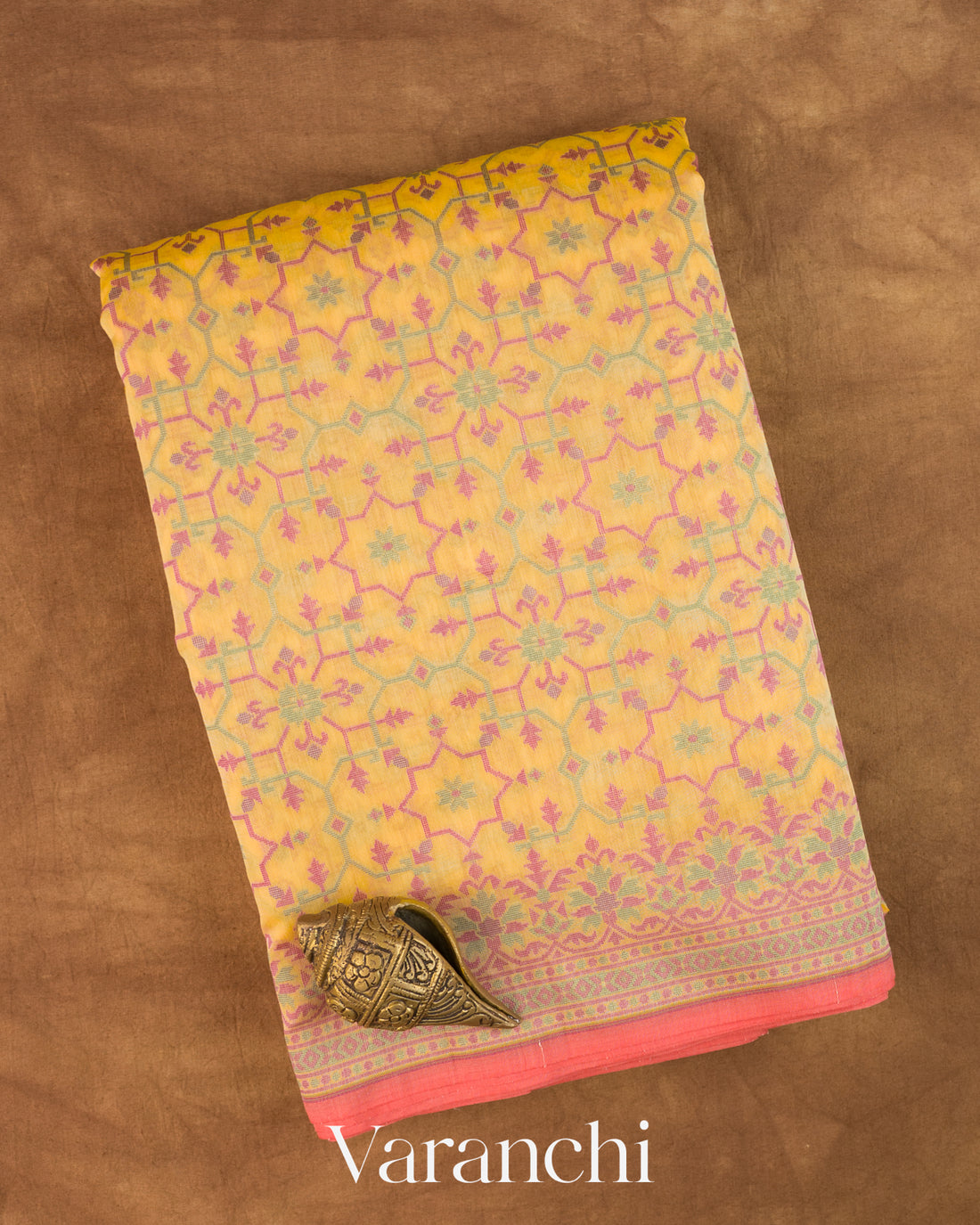 Butter Yellow Jamdani Pure Kora Silk Cotton Saree