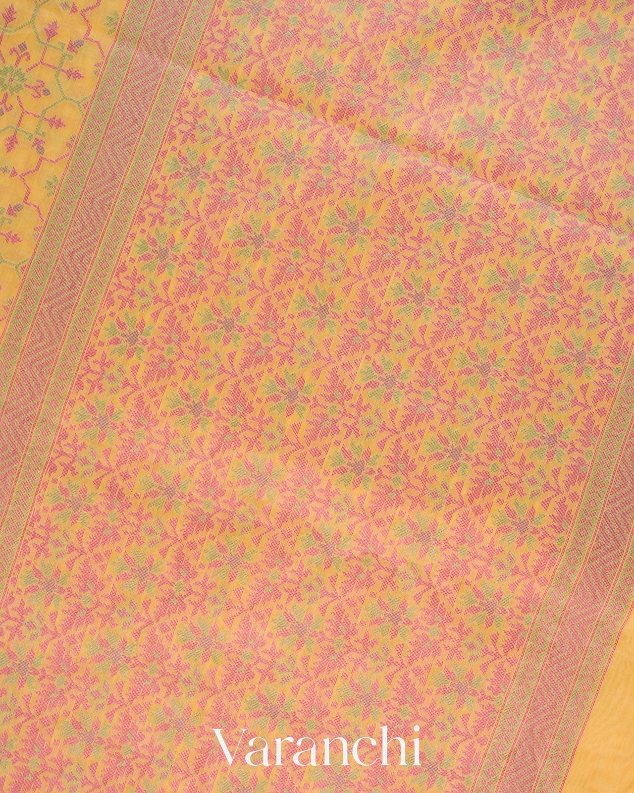 Butter Yellow Jamdani Pure Kora Silk Cotton Saree