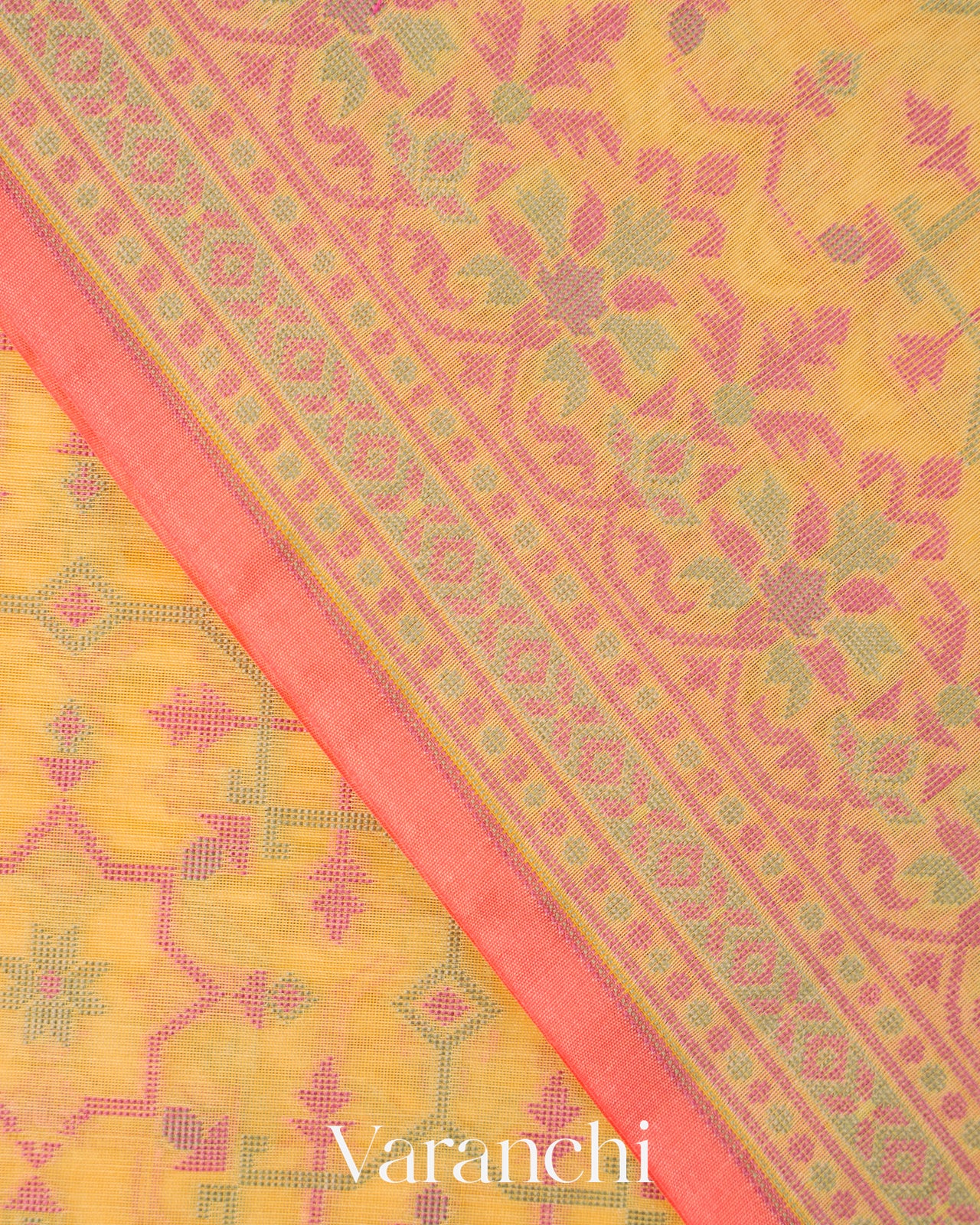 Butter Yellow Jamdani Pure Kora Silk Cotton Saree