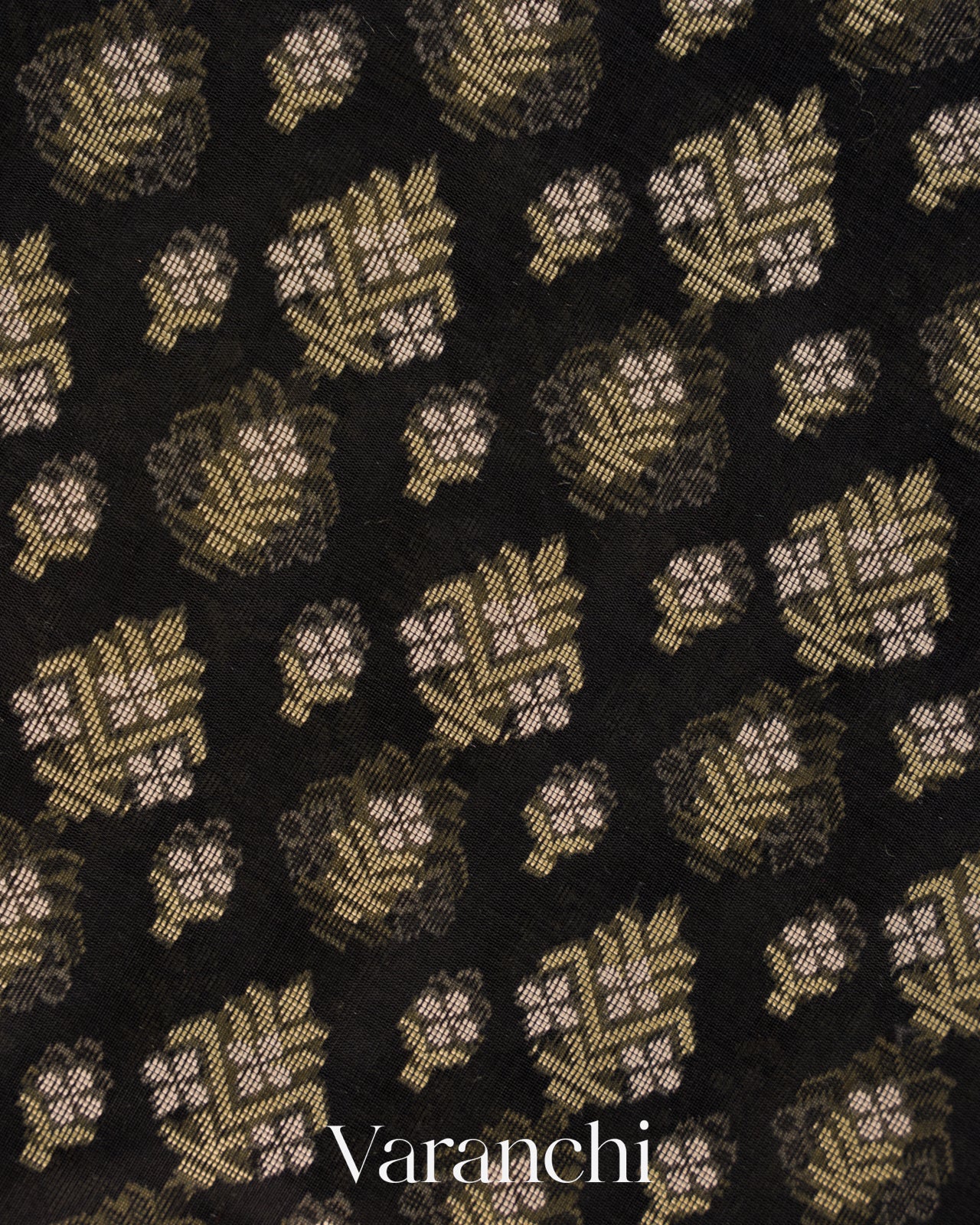 Black Jamdani Pure Kora Silk Cotton Handloom Saree