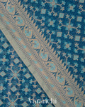 Peacock Blue Jamdani Pure Kora Silk Cotton Handloom Saree