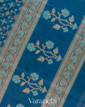 Peacock Blue Jamdani Pure Kora Silk Cotton Handloom Saree