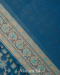 Peacock Blue Jamdani Pure Kora Silk Cotton Handloom Saree