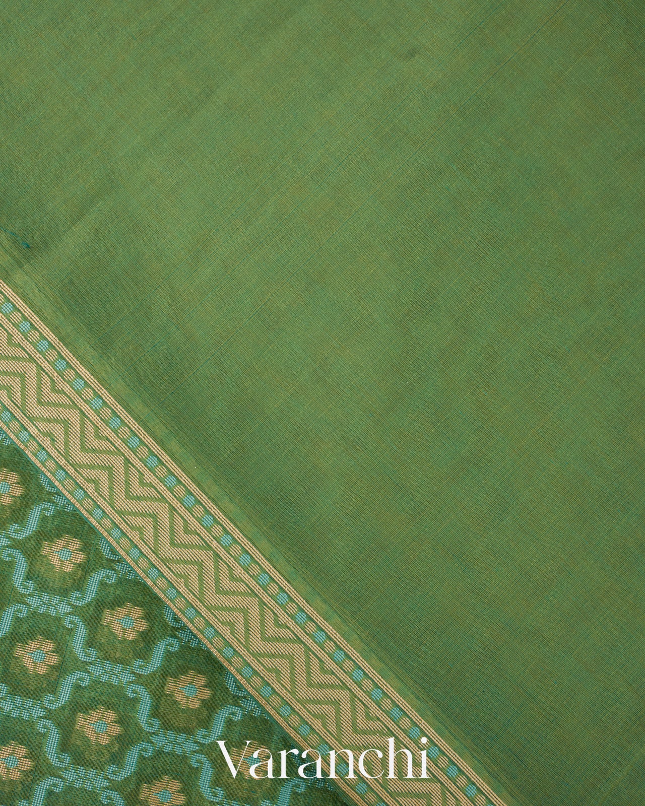 Muted Green Jamdani Pure Kora Silk Cotton Saree