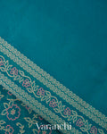 Peacock Blue Jamdani Pure Kora Silk Cotton Saree