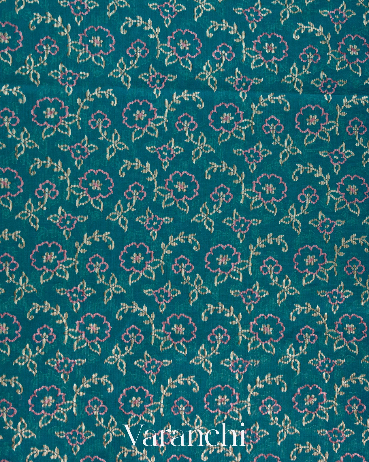 Peacock Blue Jamdani Pure Kora Silk Cotton Saree