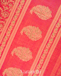 Coral Pink Jamdani Pure Kora Silk Cotton Handloom Saree