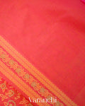 Coral Pink Jamdani Pure Kora Silk Cotton Handloom Saree
