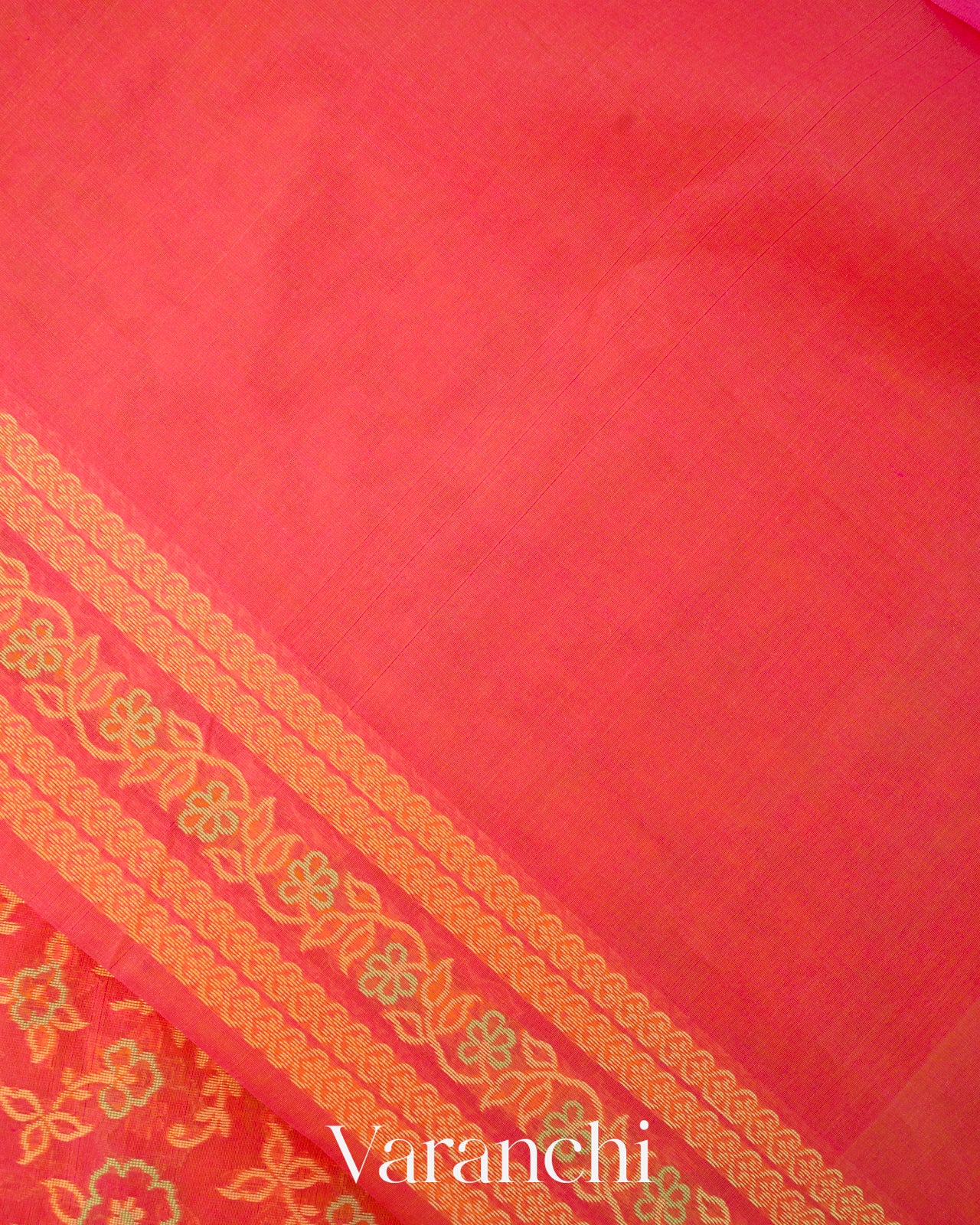 Coral Pink Jamdani Pure Kora Silk Cotton Handloom Saree