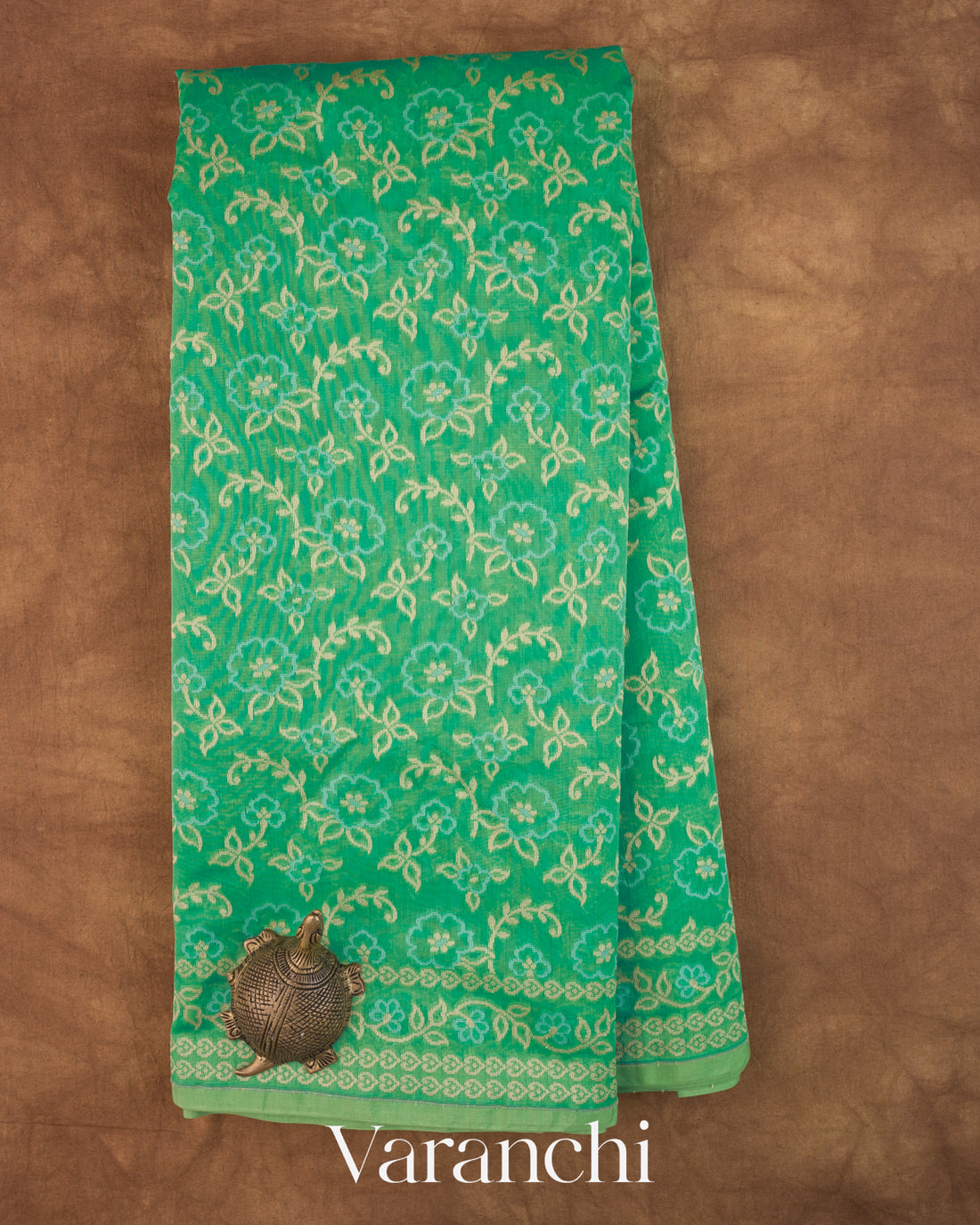 Mint Green Jamdani Pure Kora Silk Cotton Handloom Saree