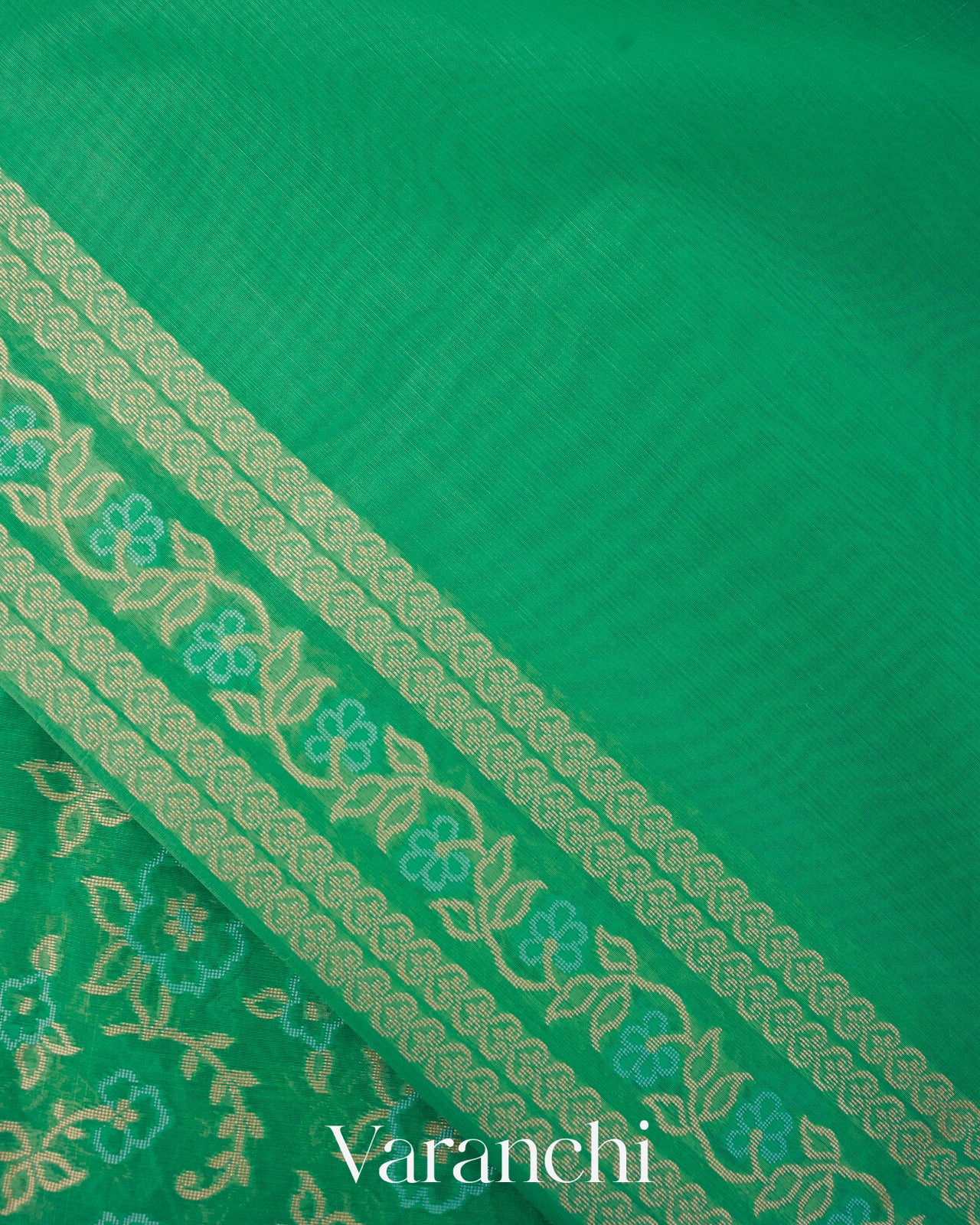Mint Green Jamdani Pure Kora Silk Cotton Handloom Saree