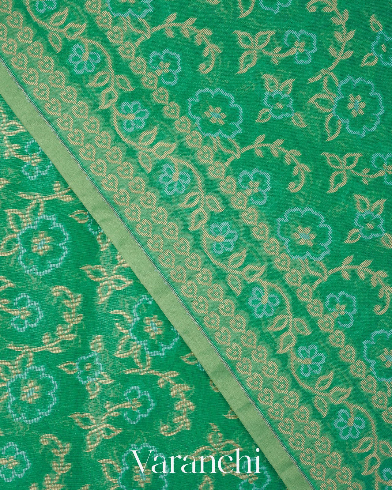 Mint Green Jamdani Pure Kora Silk Cotton Handloom Saree