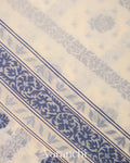 Cream Lehariya Jamdani Pure Kora Silk Cotton Saree