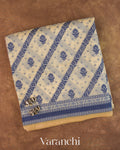 Cream Lehariya Jamdani Pure Kora Silk Cotton Saree