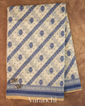 Cream Lehariya Jamdani Pure Kora Silk Cotton Saree