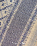 Cream Lehariya Jamdani Pure Kora Silk Cotton Saree