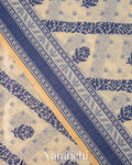 Cream Lehariya Jamdani Pure Kora Silk Cotton Saree