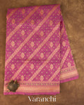 Onion Pink Lehariya Jamdani Pure Kora Silk Cotton Saree