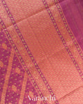 Onion Pink Lehariya Jamdani Pure Kora Silk Cotton Saree