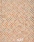 Beige Checkered Pure Crepe Silk Handloom Saree