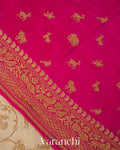Ivory Jaal Pure Crepe Silk Handloom Saree