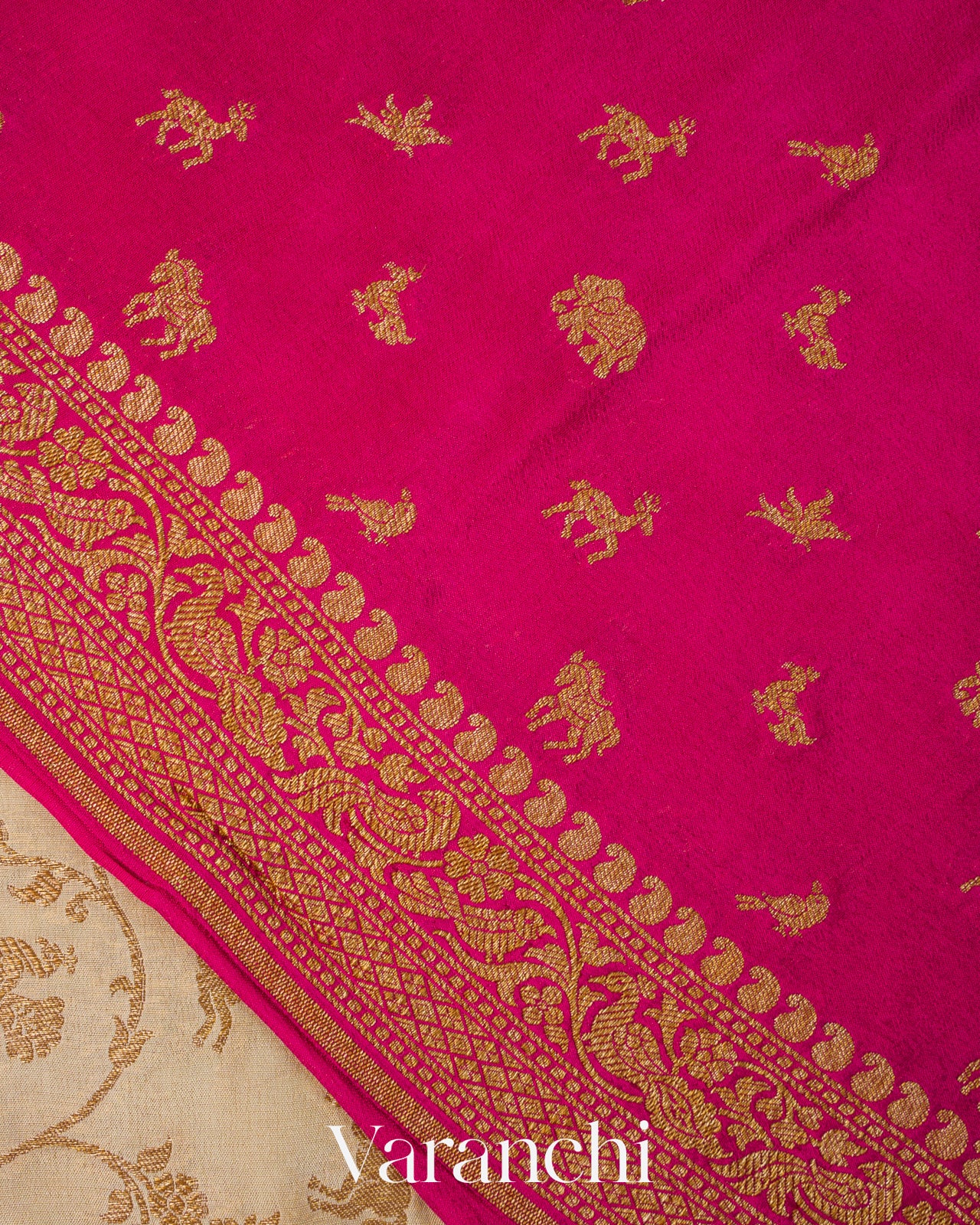 Ivory Jaal Pure Crepe Silk Handloom Saree
