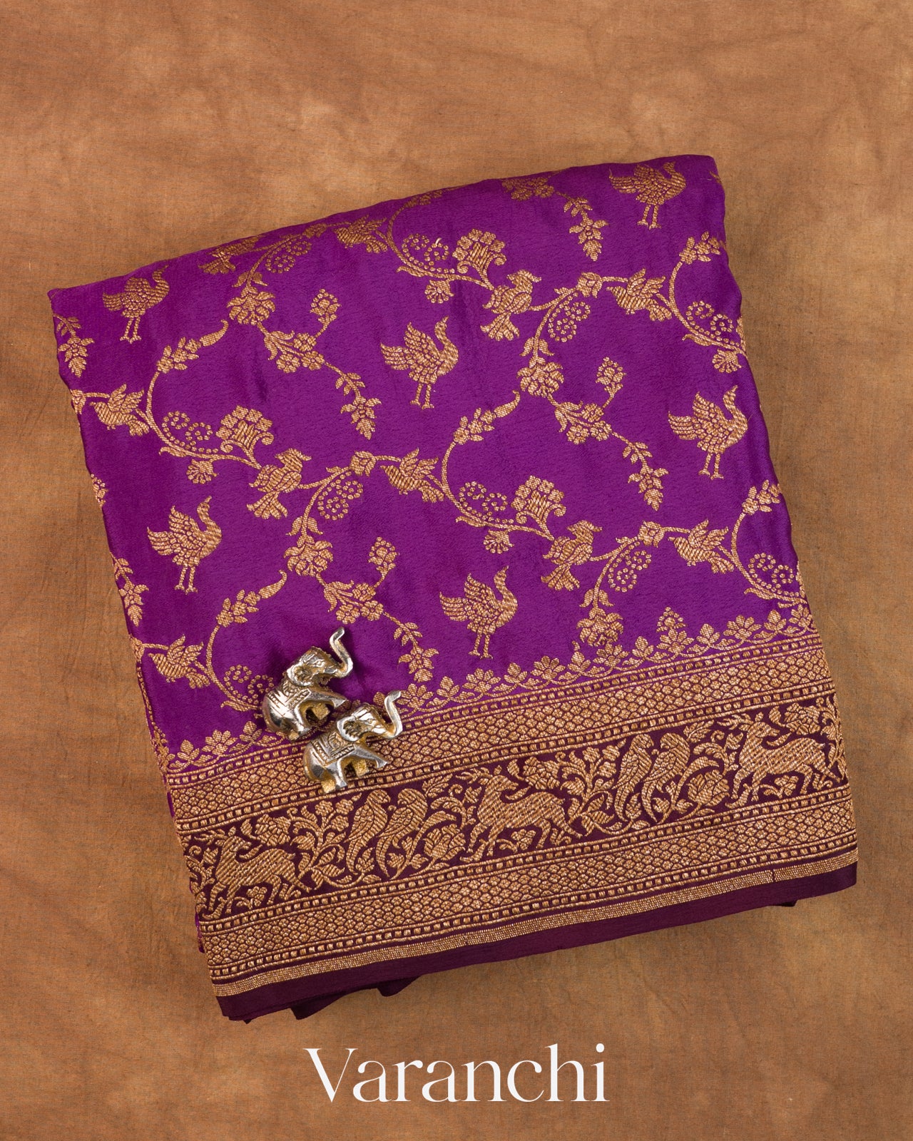 Royal Purple Jaal Pure Crepe Silk Handloom Saree