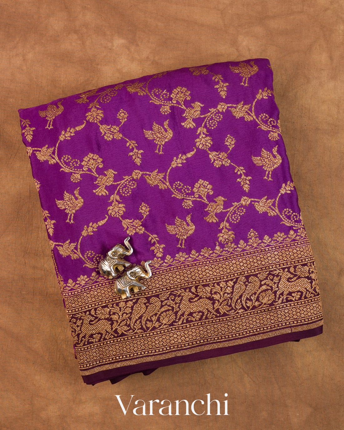 Royal Purple Jaal Pure Crepe Silk Handloom Saree
