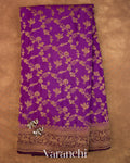 Royal Purple Jaal Pure Crepe Silk Handloom Saree