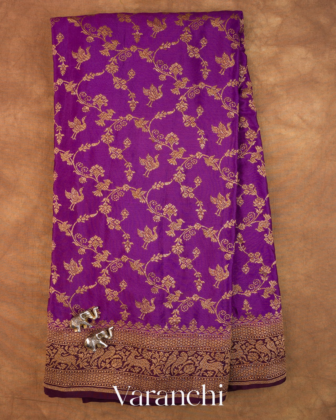 Royal Purple Jaal Pure Crepe Silk Handloom Saree