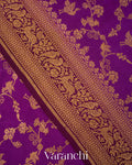 Royal Purple Jaal Pure Crepe Silk Handloom Saree