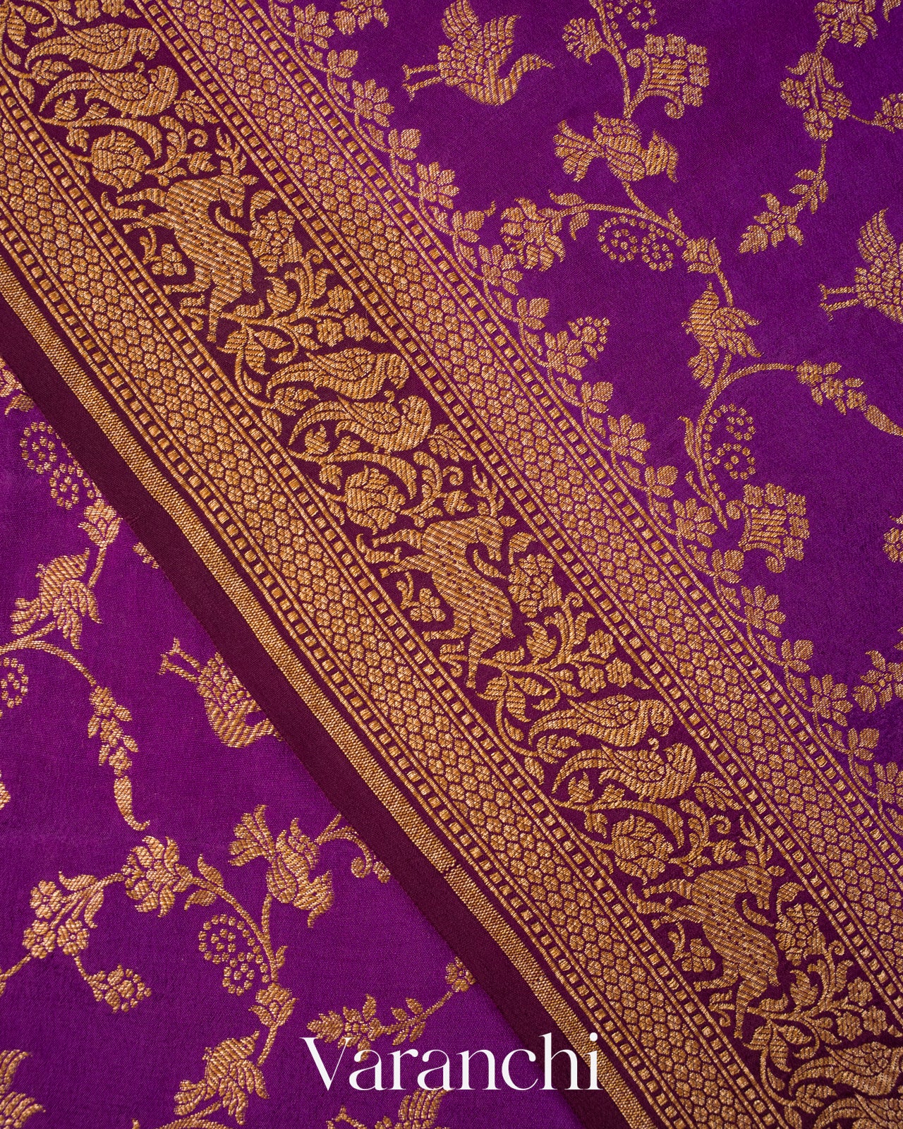 Royal Purple Jaal Pure Crepe Silk Handloom Saree