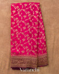 Rani Pink Jaal Pure Crepe Silk Handloom Saree