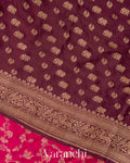 Rani Pink Jaal Pure Crepe Silk Handloom Saree