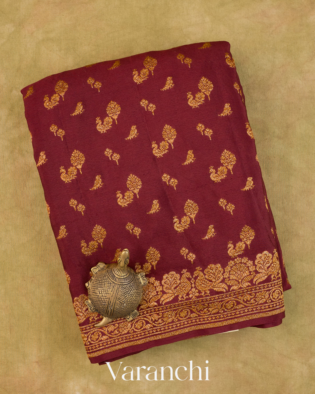 Deep Maroon Pure Crepe Silk Handloom Saree
